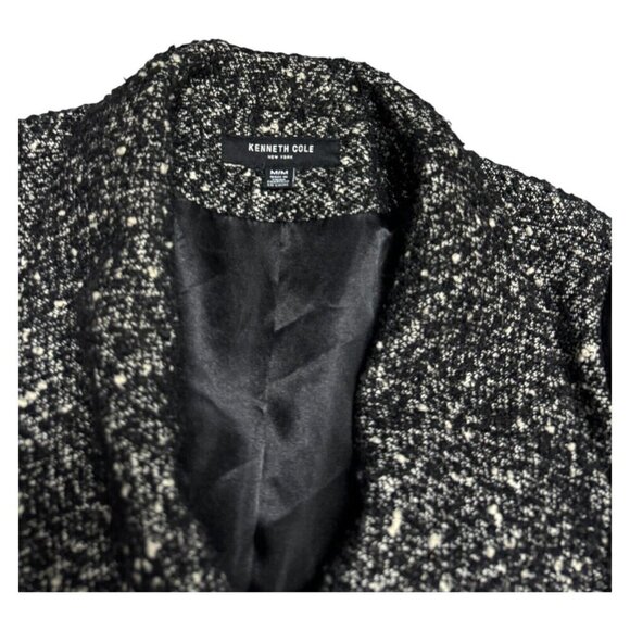 Kenneth Cole New York Wool Blend Faux Leather Luxury Designer Winter Coat Medium - Picture 3 of 5